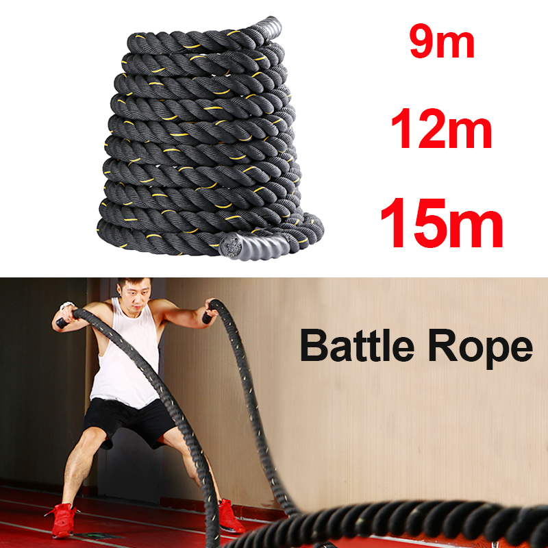 9M/12M/15M Fitness Battle Rope - Crossfit Workout With Equipment ulasan dan harga